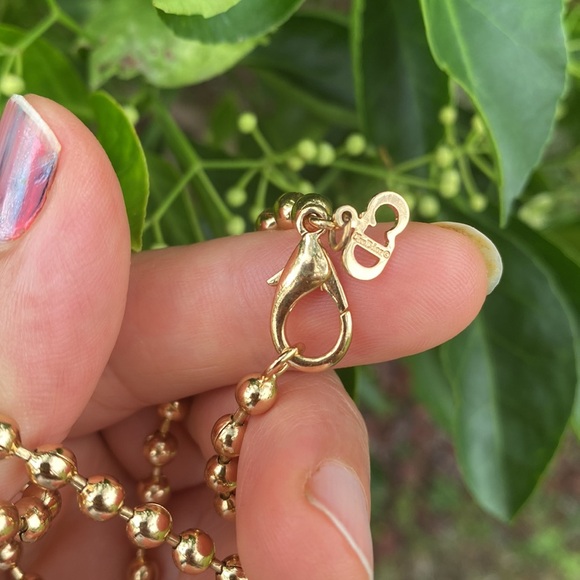 CHRISTIAN DIOR Necklace CD Logo Double Pendant Sphere Gold Chain - Picture 4 of 17